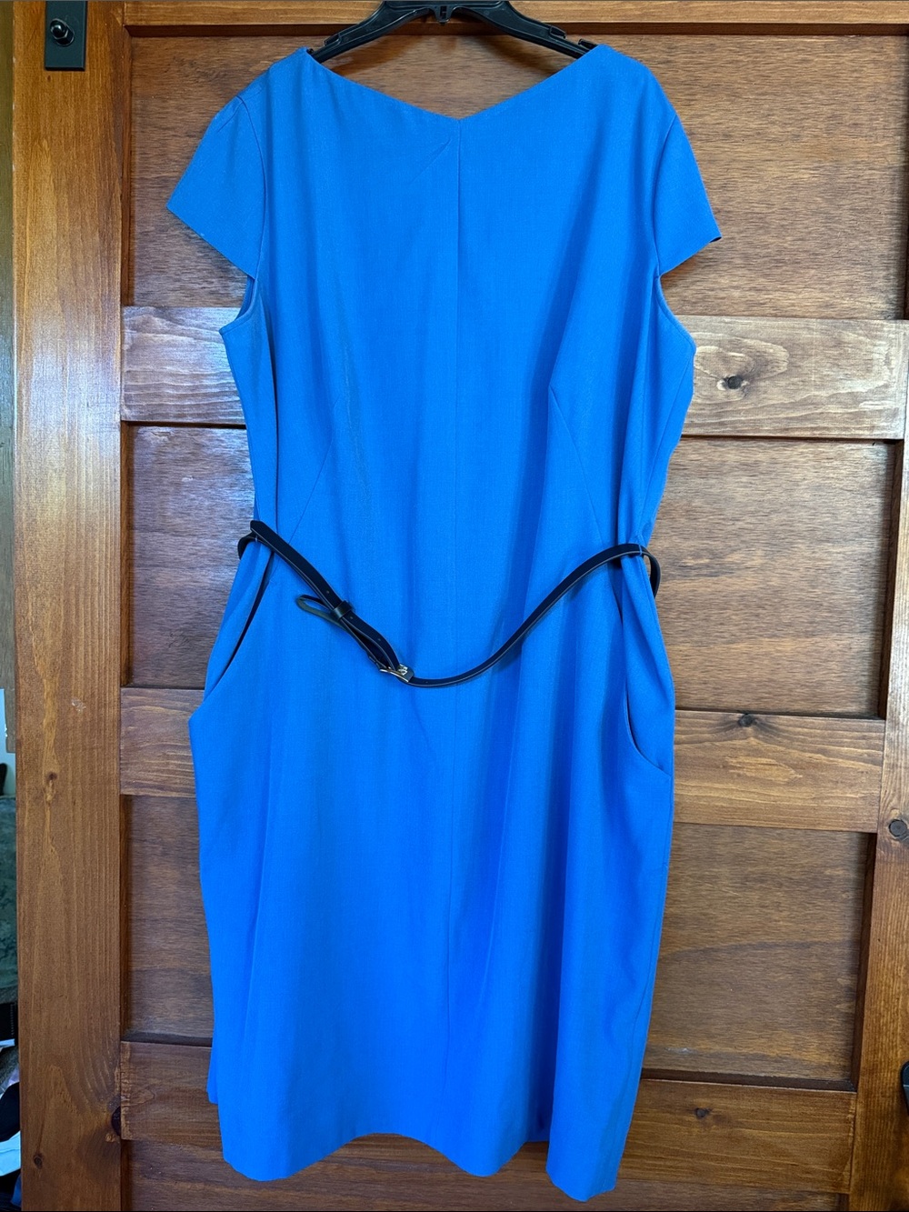 MM. Lafleur Bright Cobalt Blue Midi Dress with Slim Black Belt